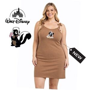 NWT Disney flowers from Bambi  tan tie stripped dress xxL